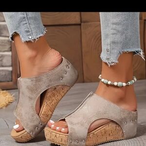 Stylish Tan Wedge Sandals